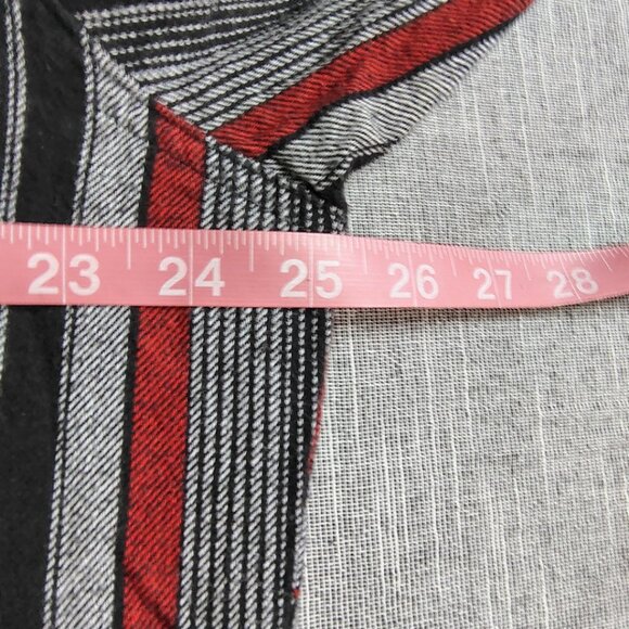 VINTAGE Wrangler Flannel Shirt Size XLT Red Black Striped Long Sleeve Pearl Snap - Picture 8 of 11